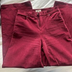 Madewell Superwide Leg Pant in Maroon Corduroy